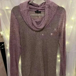 Tribal Purple Cowl Neck Sweater